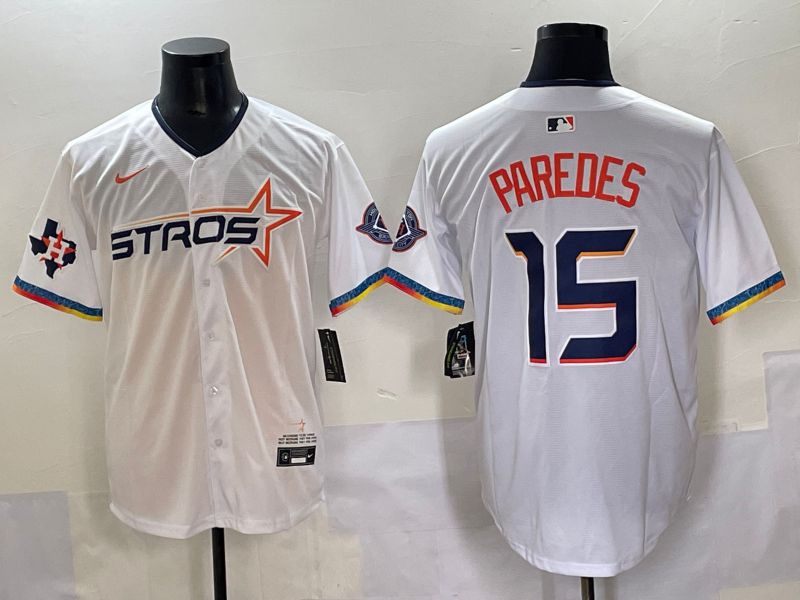 Men Houston Astros #15 Paredes White Fourth generation Joint Name 2025 Nike MLB Jersey style 9->houston astros->MLB Jersey